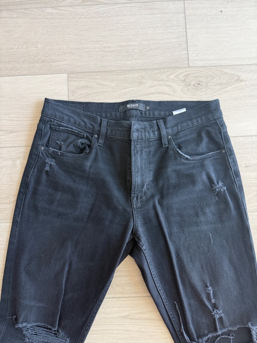 Hudson Jeans Men’s Black Slim Straight Distressed Denim